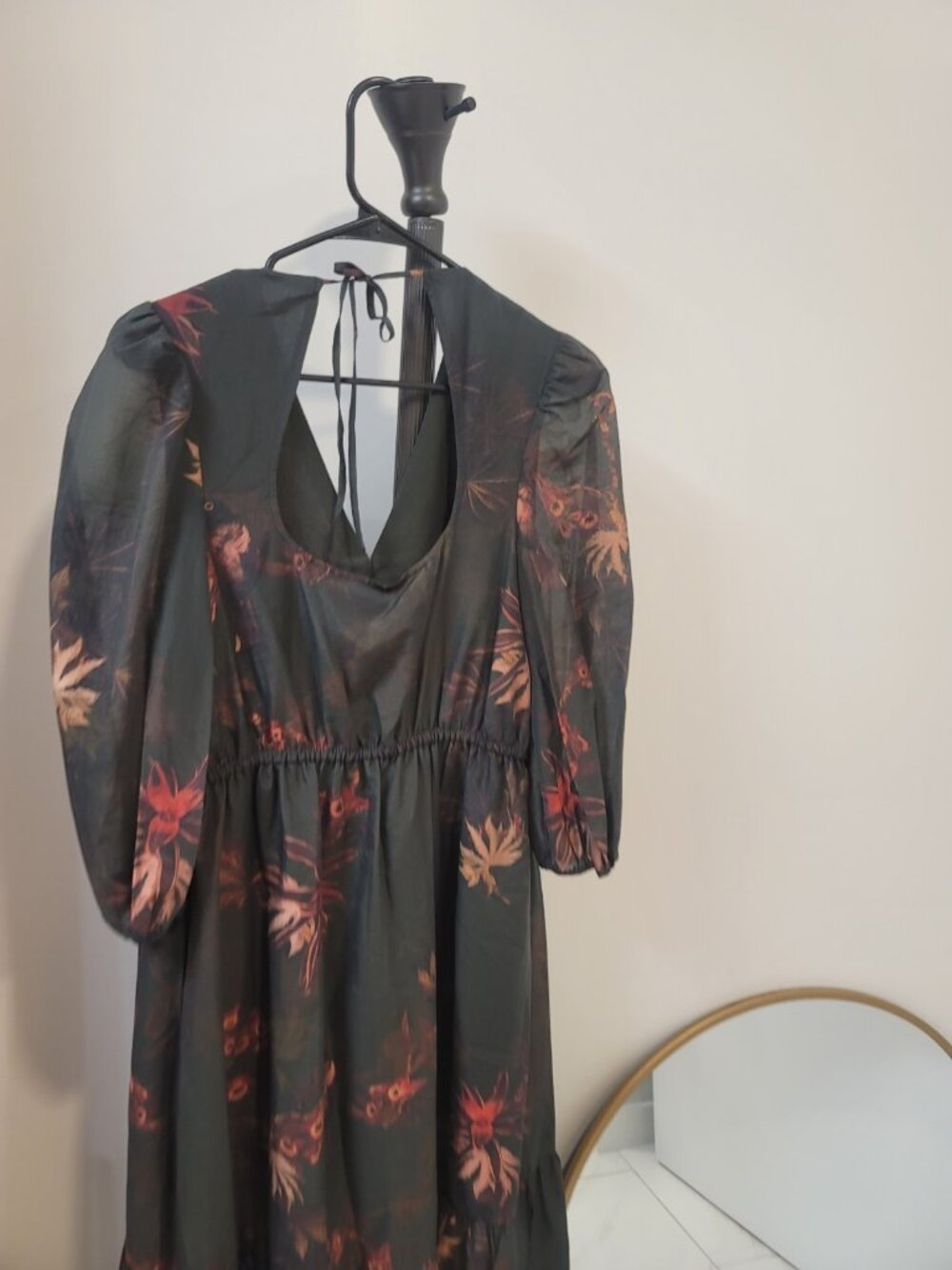 All Saints Rosi Nila Dark Khaki Green Tiered V-neck Midi Dress Size 4 US New - Picture 5 of 9
